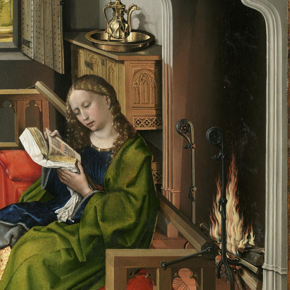 Santa Bárbara, Robert Campin, Museo del Prado. Vademente
