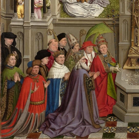 Fuente de la Gracia, taller de Jan van Eyck, Museo del Prado. Vademente